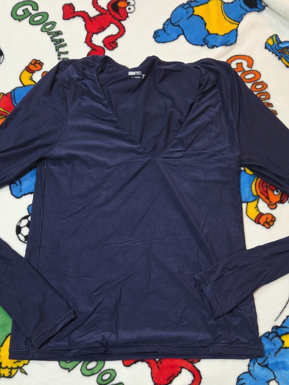 Navy V-Neck Long Sleeve Top Smoothez Aerie Medium